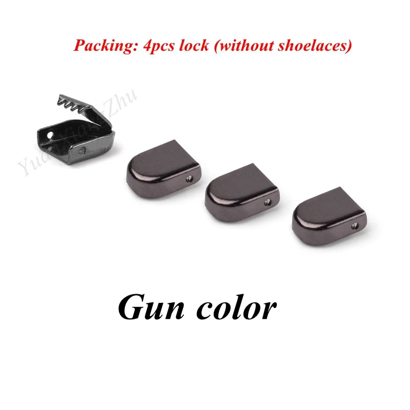 4Pcs No Tie Shoelaces Metal Buckles Elastic for Sneakers One Size Fits All Adult Quick Laces Lazy Sport Rubber Shoestrings