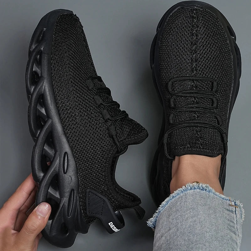 Men's sports shoes Solid color casual comfort mesh lace-up flat light vulcanized walking shoes boys running shoes