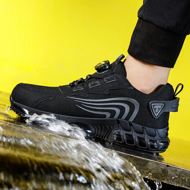 Rotary Button New Safety Shoes For Men, Anti-Impact And Anti-Piercing Work Shoes, Fashionable Men's sports Shoes, and Safety