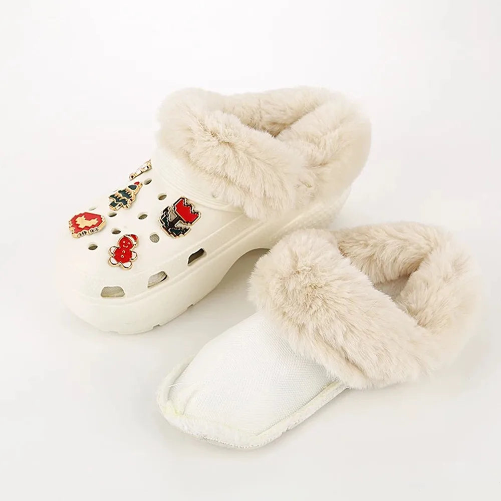 1 Pair Winter Warm Insoles For Women Men Thickened Plush Fur Lining Inserts clogs Lining Shoes Pads Removable Clogs Shoe Covers