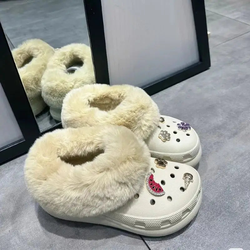 1 Pair Winter Warm Plush Insoles Inserts Removable Plush Liner Shoes Insoles Furry Sleeve For Clogs Slippers Lined Shoes Cover