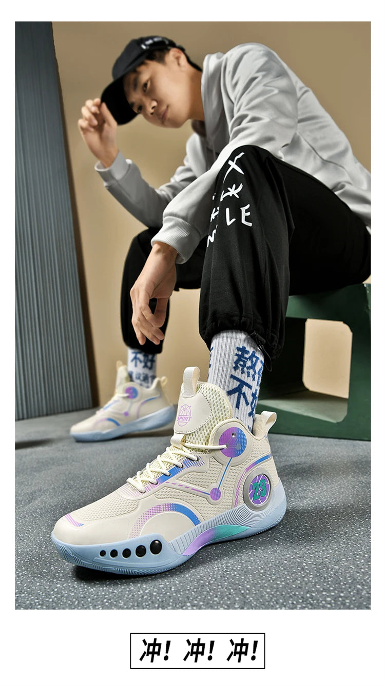 Men's Basketball Shoes Breathable Cushioning Non-Slip Wearable Sports Shoes Gym Training Athletic Basketball Sneakers for Women