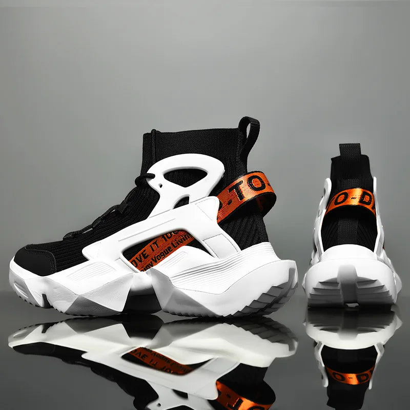 2025 New Men'S Breathable, Lightweight And Comfortable Sports Basketball Shoes Men'S High-Top Increased Fashion Trendy Shoes