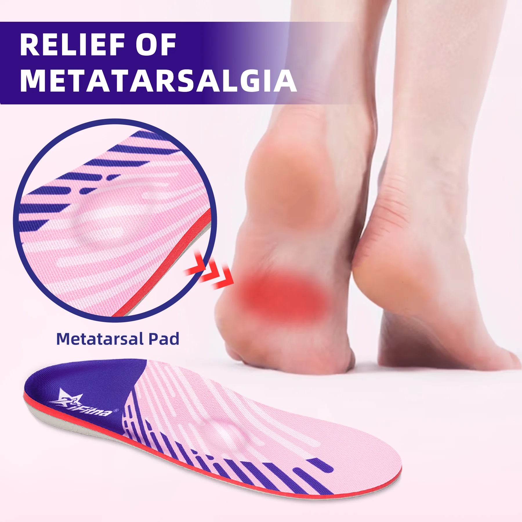 High Arch Support Inserts Plantar Fasciitis Relief Metatarsal Pain Orthotics Flat Feet Insoles Women Standing All Day Heel Pad