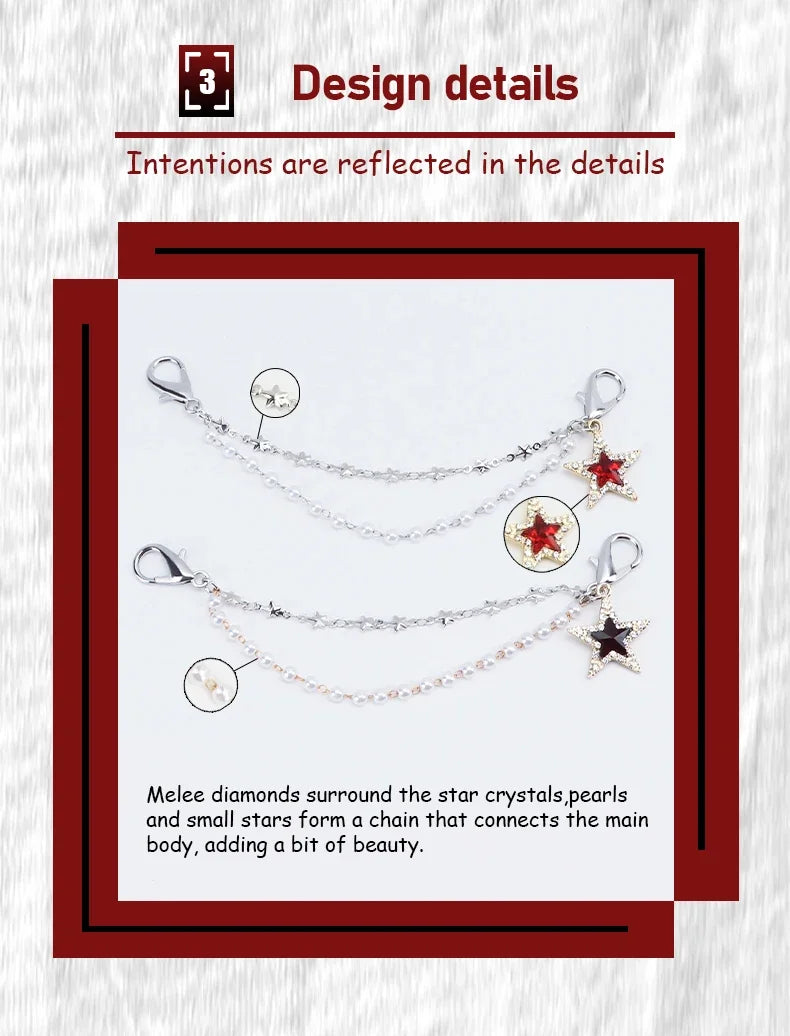 1PCS DIY Heart Star Pearl Shoe Chain Punk Original Detachable Studded Pentagram Shoe Accessories Jewelry Penda