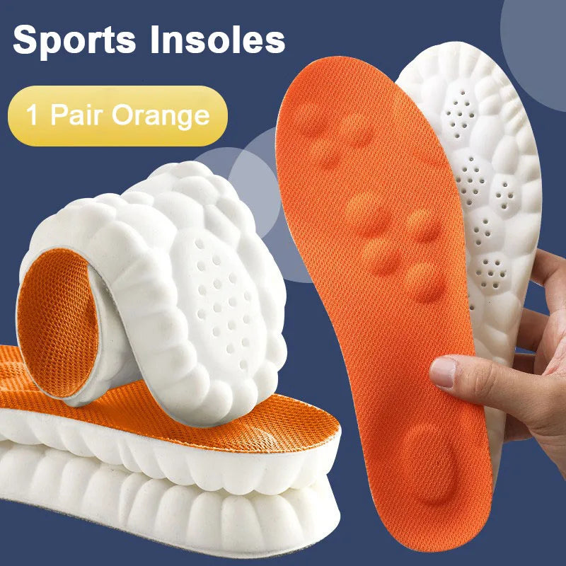 4D Latex Sports Shoes Insoles Super Soft High Elasticity Shoe Pads Anti-pain Deodorant Cushion Arch Support Foot Insole 1 Pair