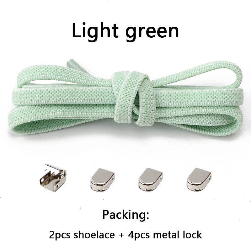4Pcs No Tie Shoelaces Metal Buckles Elastic for Sneakers One Size Fits All Adult Quick Laces Lazy Sport Rubber Shoestrings