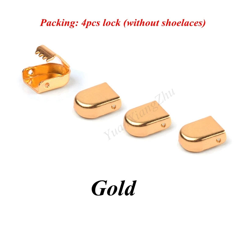 4Pcs No Tie Shoelaces Metal Buckles Elastic for Sneakers One Size Fits All Adult Quick Laces Lazy Sport Rubber Shoestrings