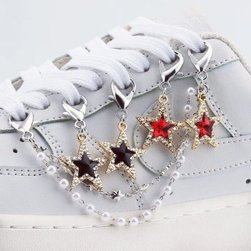 1PCS DIY Heart Star Pearl Shoe Chain Punk Original Detachable Studded Pentagram Shoe Accessories Jewelry Penda