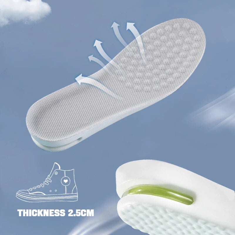 1Pair Height Increase Insole for Feet Sports Air Insoles Comfort Plantar Fasciitis Shoes Inserts Shock Absorbing Shoe Pads
