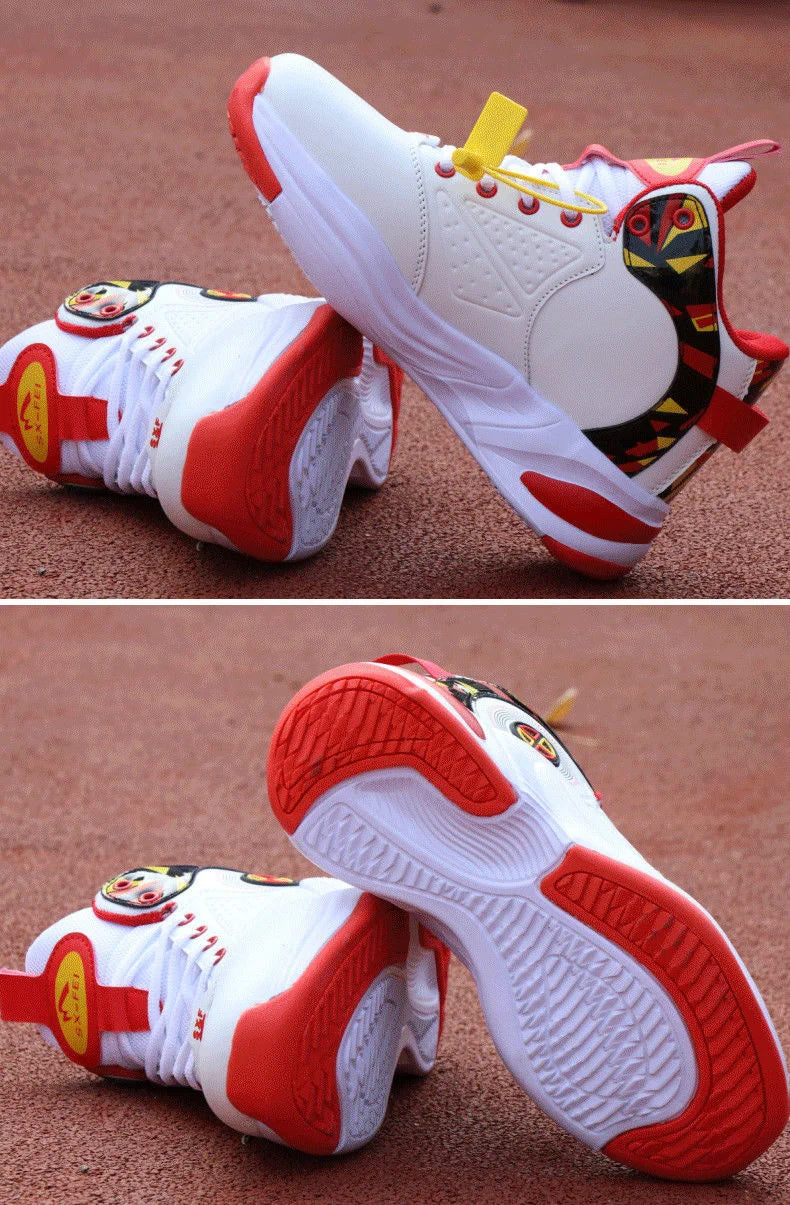 Men’s High-Top Basketball Shoes – Leather, Non-Slip, Cushioned Outdoor Sneakers