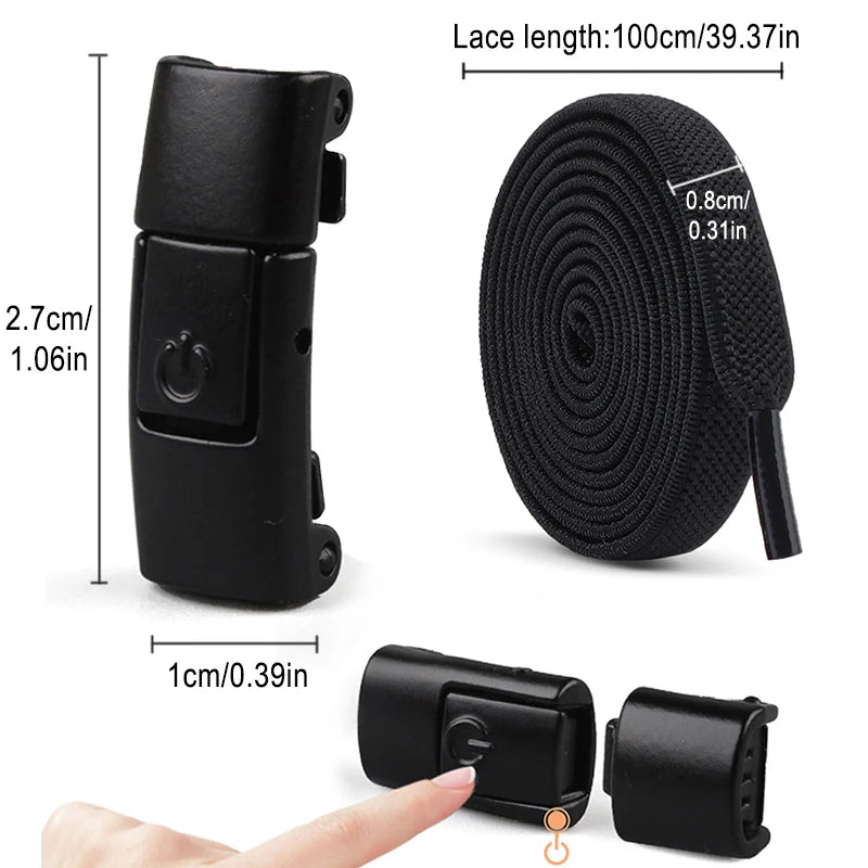 8mm No Tie Shoe Laces Press Lock Shoelaces Without Ties Elastic Laces Sneaker Adult Widened Flat Shoelace for Shoes