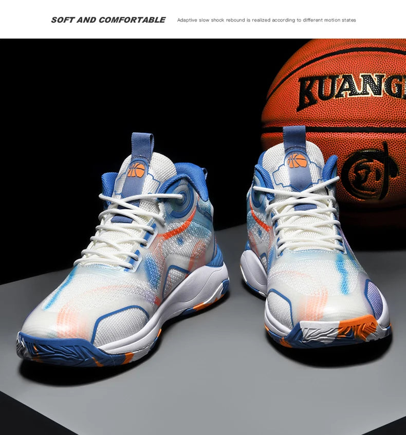Men’s Mid Basketball Shoes – Non-Slip, Cushioned Outdoor Workout Sneakers