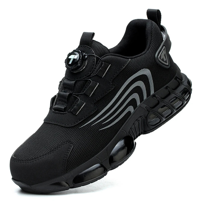 Rotary Button New Safety Shoes For Men, Anti-Impact And Anti-Piercing Work Shoes, Fashionable Men's sports Shoes, and Safety