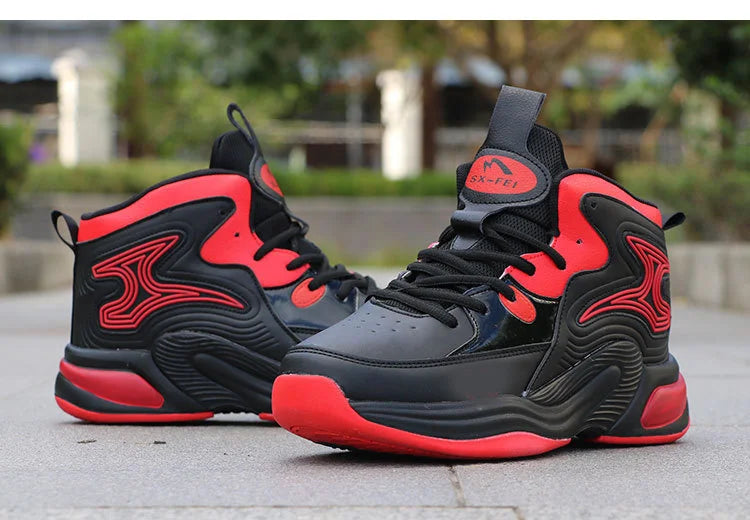 Men’s High-Top Basketball Shoes – Leather, Non-Slip, Cushioned Outdoor Sneakers