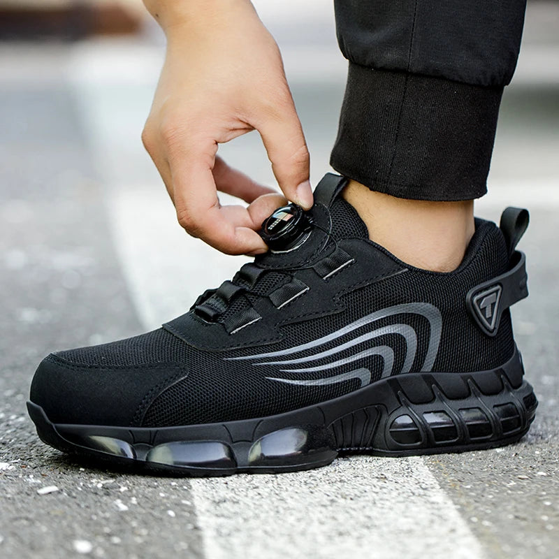 Rotary Button New Safety Shoes For Men, Anti-Impact And Anti-Piercing Work Shoes, Fashionable Men's sports Shoes, and Safety
