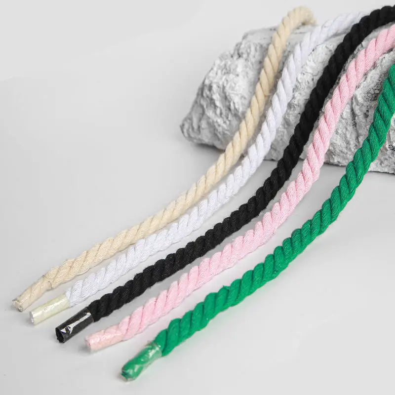 2 pair/set Vintage DIY Linen Cotton Weaving Style Bold Shoelaces Low-top Canvas Green Shoes laces Women Men Shoelaces Dropship