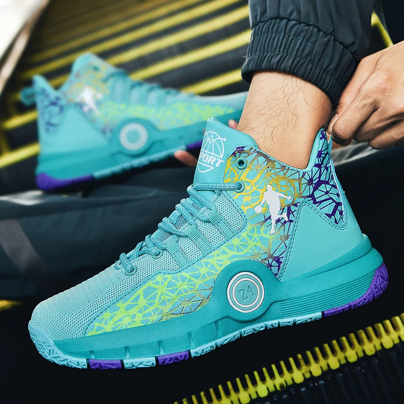 Basketball Shoes Men Field Training Non-slip High-top Luxyry Design Mesh Breathable Sneakers Pro Basketball Boots