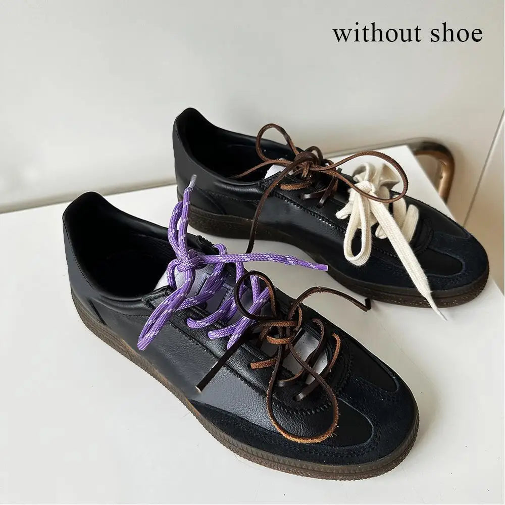 Individual Shoes Laces 4 Pcs Vintage Miu Round Flat Leather Combination DIY Sports Shoelaces Vintage DE Training Shoelaces