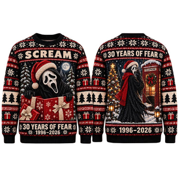 Scream Ghostface 30 Years of Fear Christmas Holiday 2026 Ugly Sweater