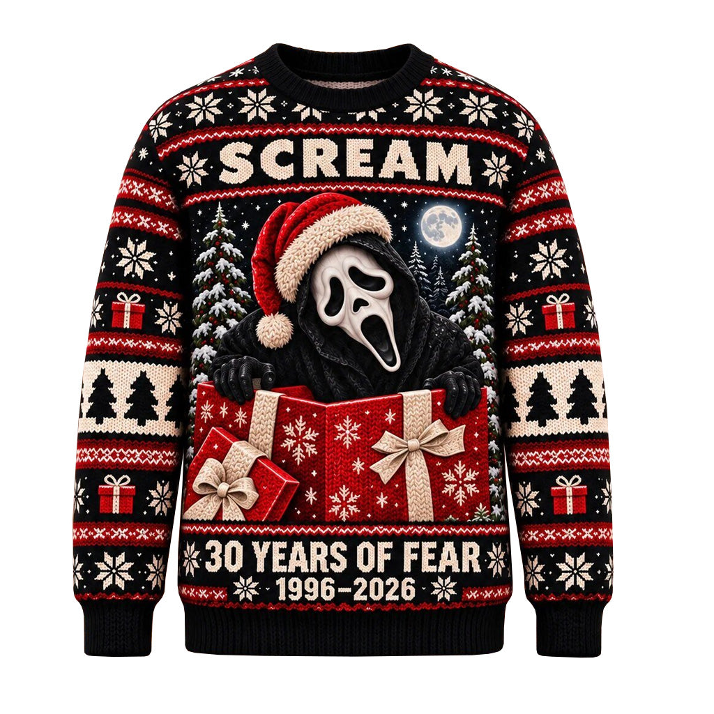Scream Ghostface 30 Years of Fear Christmas Holiday 2026 Ugly Sweater
