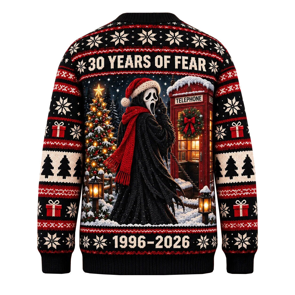 Scream Ghostface 30 Years of Fear Christmas Holiday 2026 Ugly Sweater