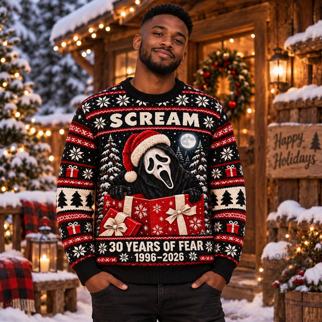 Scream Ghostface 30 Years of Fear Christmas Holiday 2026 Ugly Sweater
