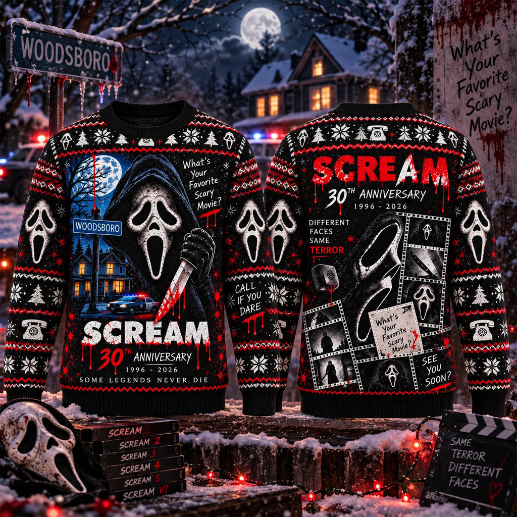 Scream Ghostface 30th Anniversary 2026 Ugly Christmas Sweater
