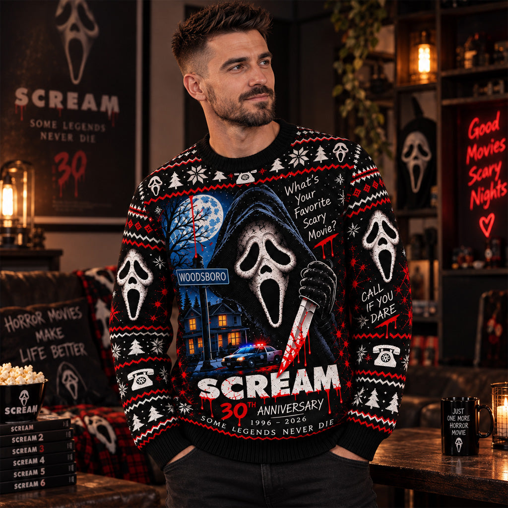 Scream Ghostface 30th Anniversary 2026 Ugly Christmas Sweater