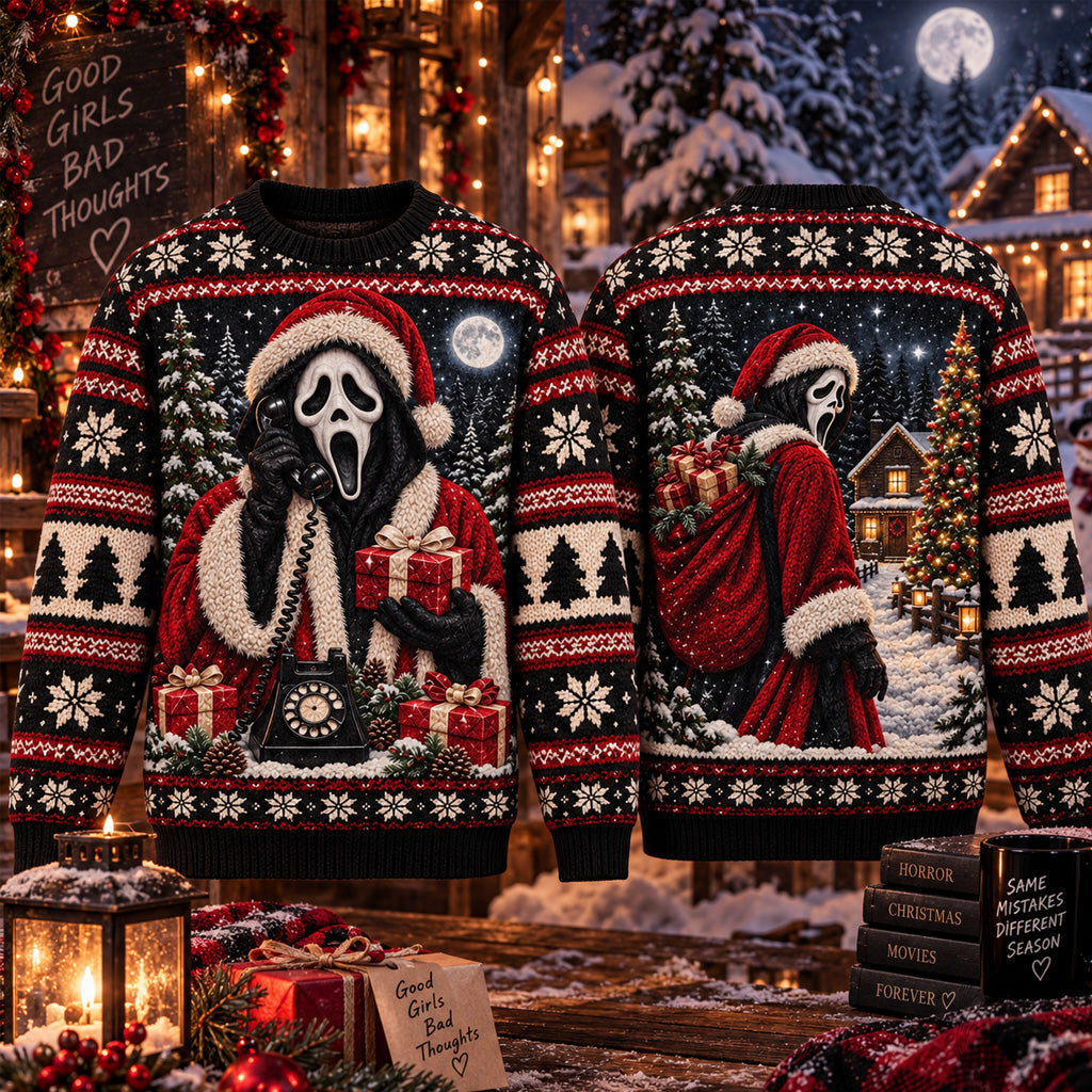 Scream Ghostface Santa Claus Christmas Holiday 2026 Ugly Sweater