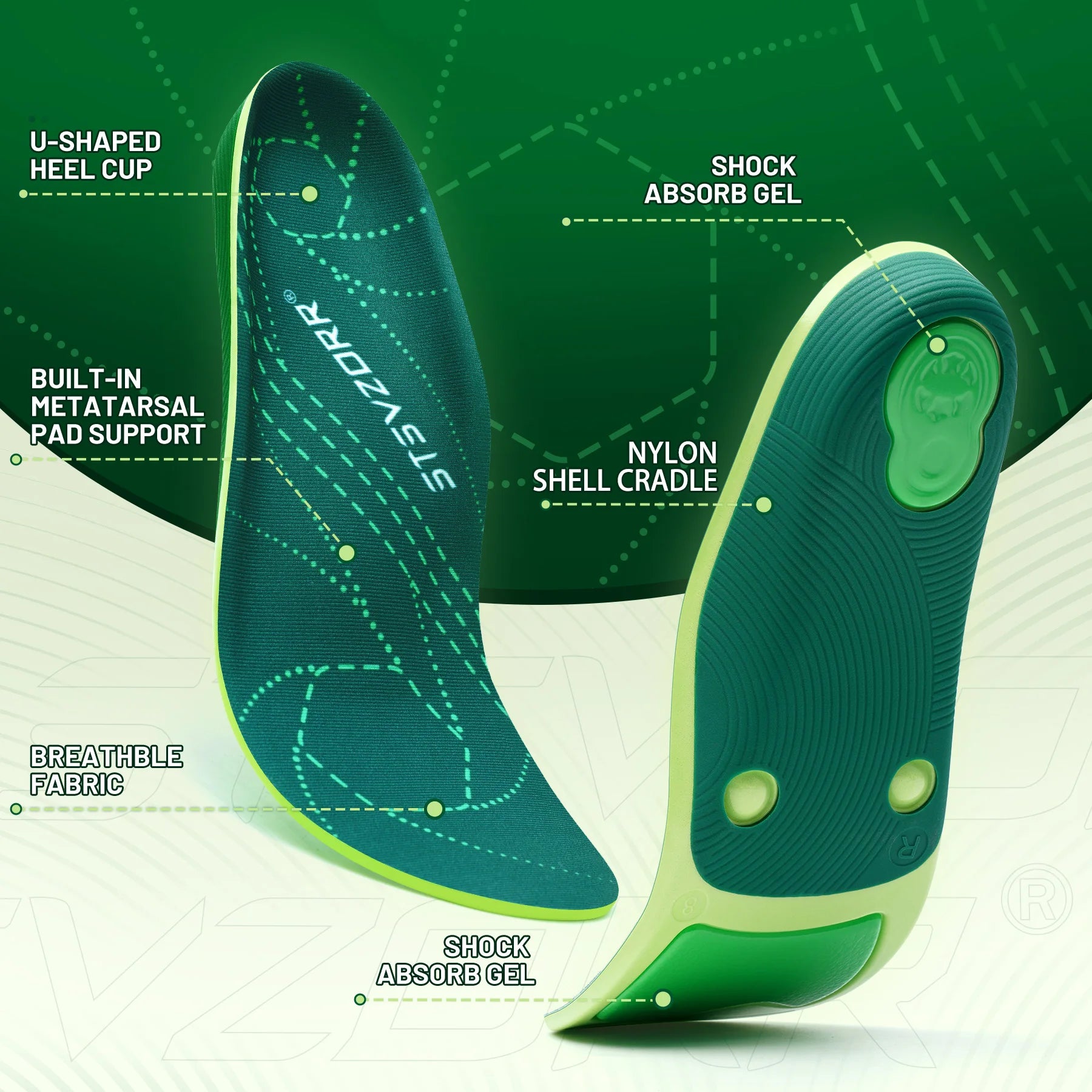 Plantar Fasciitis Relief Orthopedic Sport Insole Flat Foot High Arch Support Men Women Work Orthotic Insert Shoe Sneaker Sole