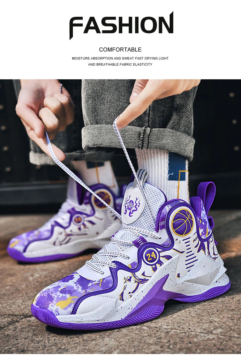 Men’s Basketball Shoes – Non-Slip, Breathable Outdoor Sneakers with Graffiti Design
