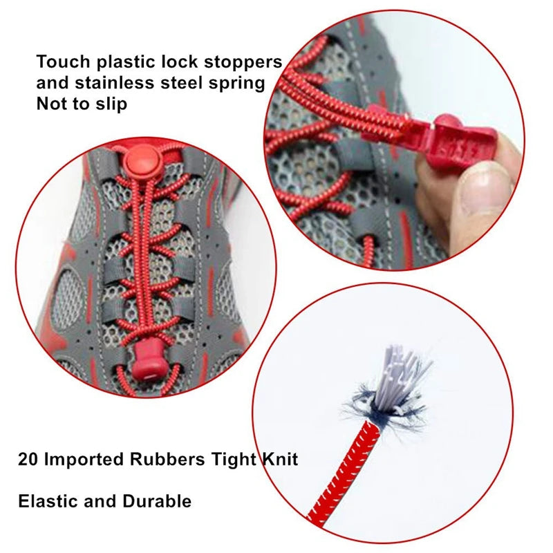 1 Pair 22 Colors Elastic Shoelaces Round Locking No Tie Shoe Laces  Adult Quick Lazy Laces Rubber Sneakers Shoelace T1