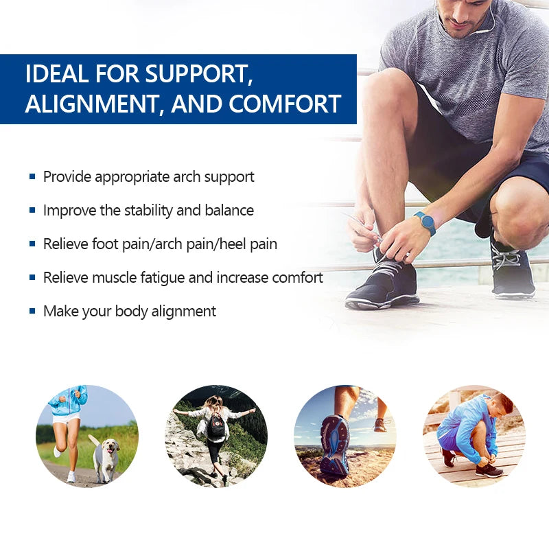 Arch/Heel Pain Relief Orthotic Insoles Foot Valgus Flat Feet Shoes Insert Shock-Absorption Comfort All Day for Woman Men