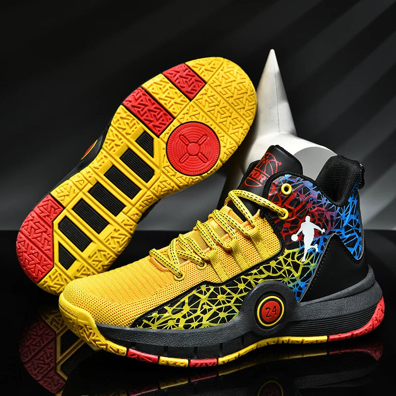 Basketball Shoes Men Field Training Non-slip High-top Luxyry Design Mesh Breathable Sneakers Pro Basketball Boots