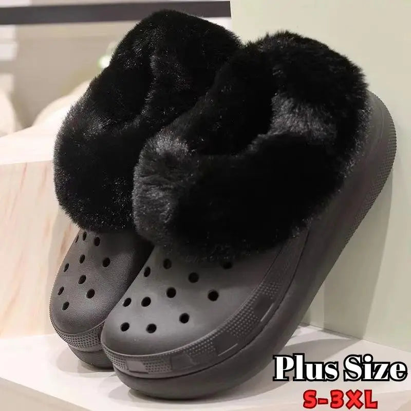 1Pair Plus Size Winter Warm Shoe Cover Clog Fur Lining Replacement Thicken Shoe Pads Clogs Slippers Plush Liner Shoe Accessories
