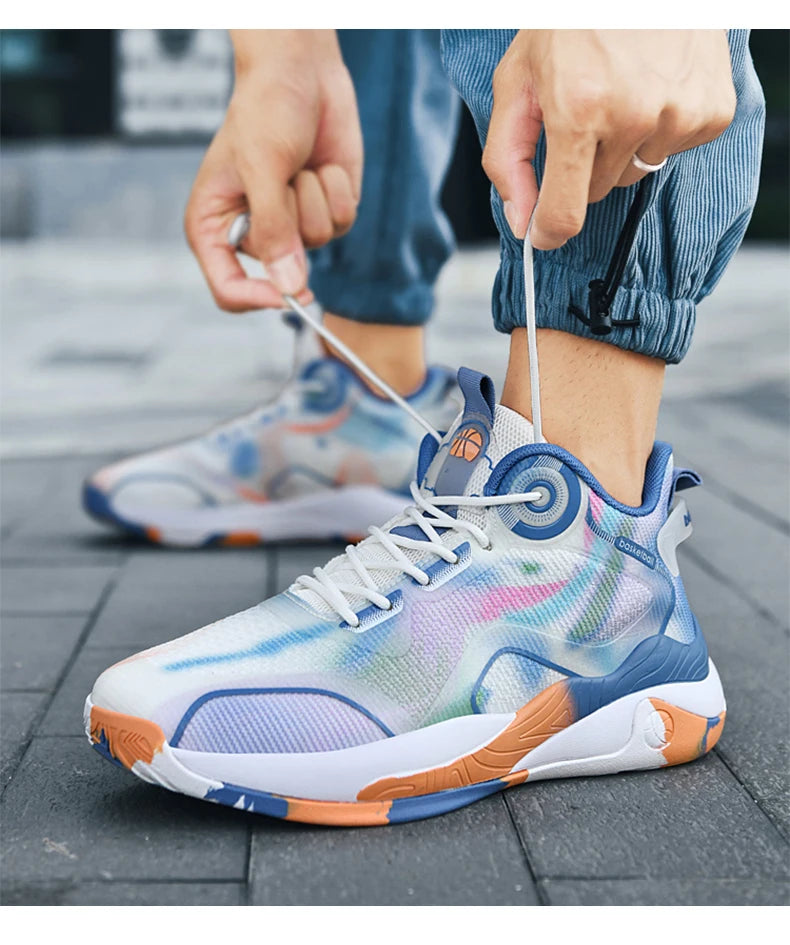 Men’s Mid Basketball Shoes – Non-Slip, Cushioned Outdoor Workout Sneakers