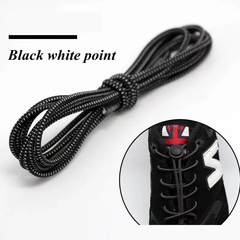 1 Pair 22 Colors Elastic Shoelaces Round Locking No Tie Shoe Laces  Adult Quick Lazy Laces Rubber Sneakers Shoelace T1