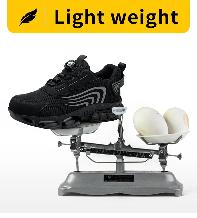 Rotary Button New Safety Shoes For Men, Anti-Impact And Anti-Piercing Work Shoes, Fashionable Men's sports Shoes, and Safety