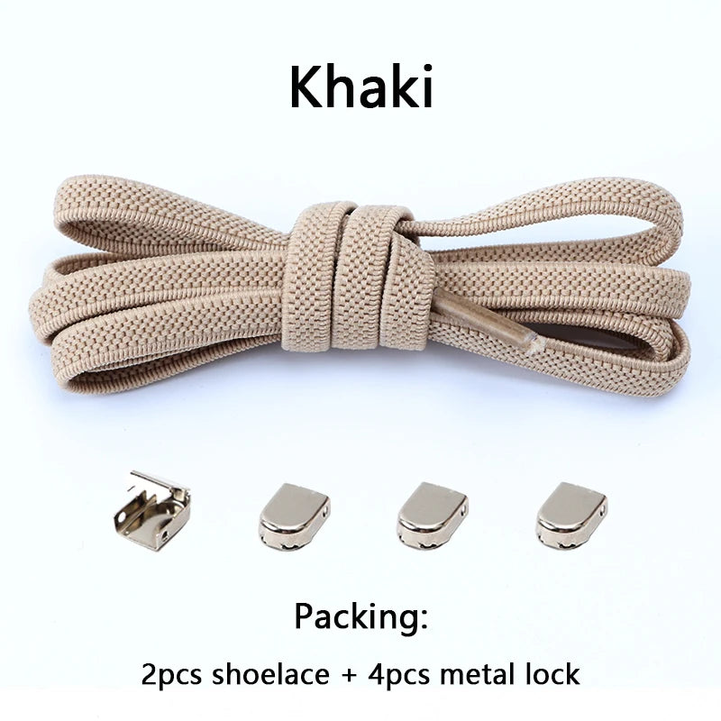 4Pcs No Tie Shoelaces Metal Buckles Elastic for Sneakers One Size Fits All Adult Quick Laces Lazy Sport Rubber Shoestrings