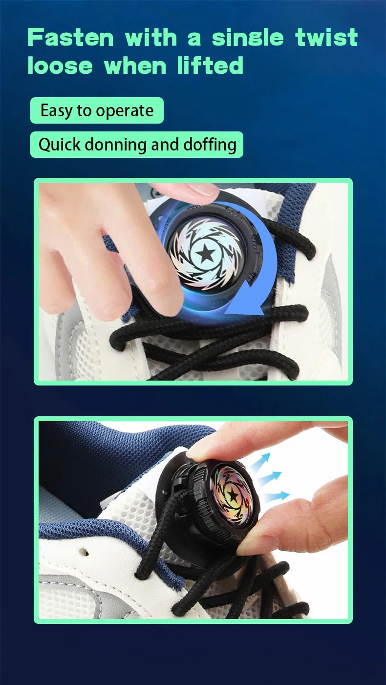 Upgrade Easy Installation Automatic Shoe Laces Without Ties Swivel Metal Capsule Buckle Shoelaces Thick Rope Sneakers Shoelace