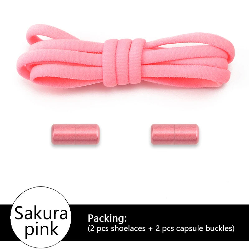 Elastic laces Sneakers Colorful Options No tie Shoelace for Sports Round Shoelaces without ties Adult Shoes Accessories