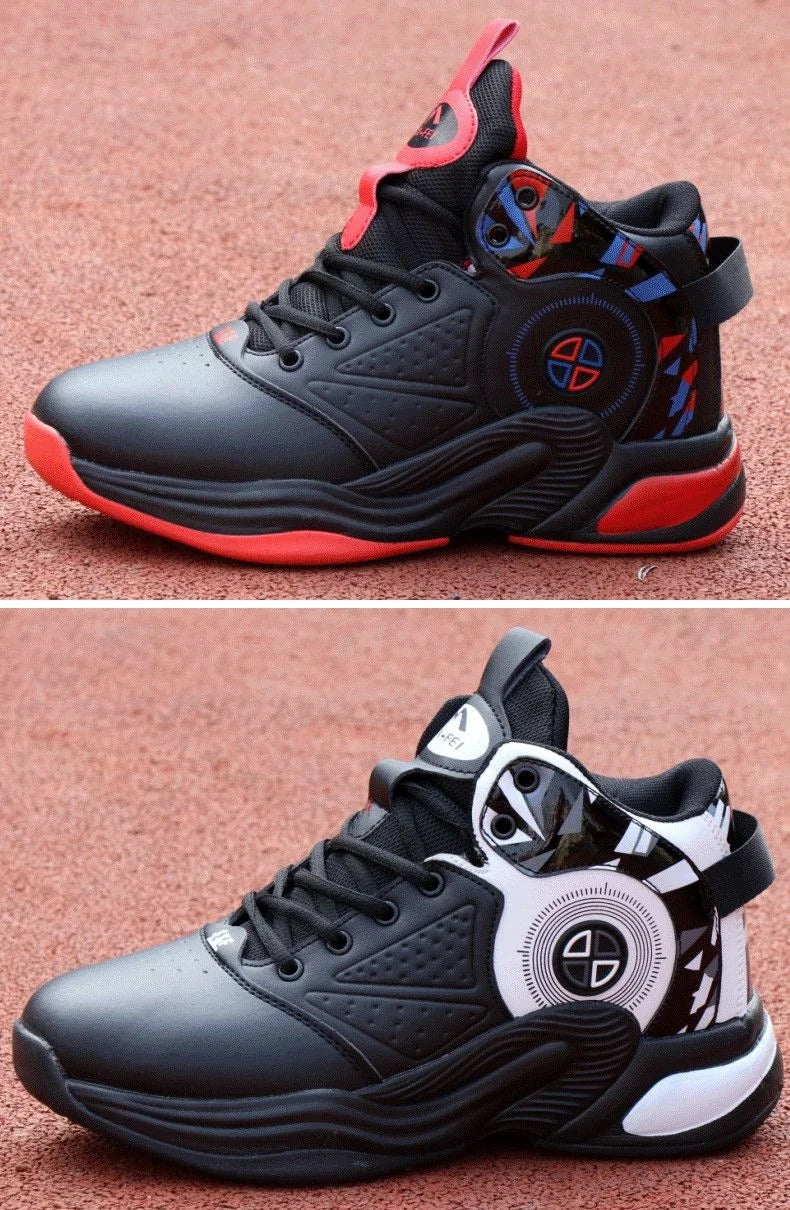 Men’s High-Top Basketball Shoes – Leather, Non-Slip, Cushioned Outdoor Sneakers