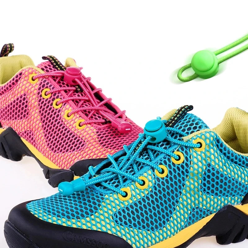 1 Pair 22 Colors Elastic Shoelaces Round Locking No Tie Shoe Laces  Adult Quick Lazy Laces Rubber Sneakers Shoelace T1