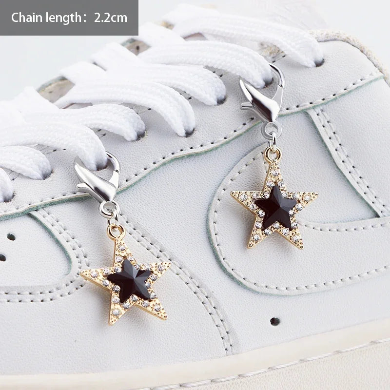 1PCS DIY Heart Star Pearl Shoe Chain Punk Original Detachable Studded Pentagram Shoe Accessories Jewelry Penda