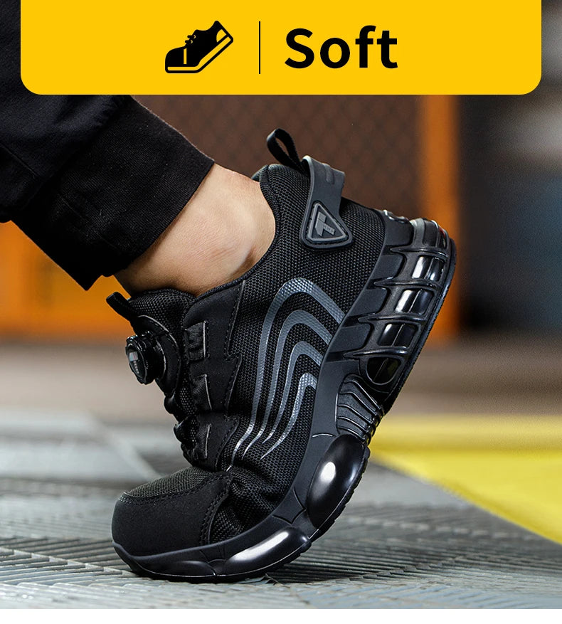 Rotary Button New Safety Shoes For Men, Anti-Impact And Anti-Piercing Work Shoes, Fashionable Men's sports Shoes, and Safety
