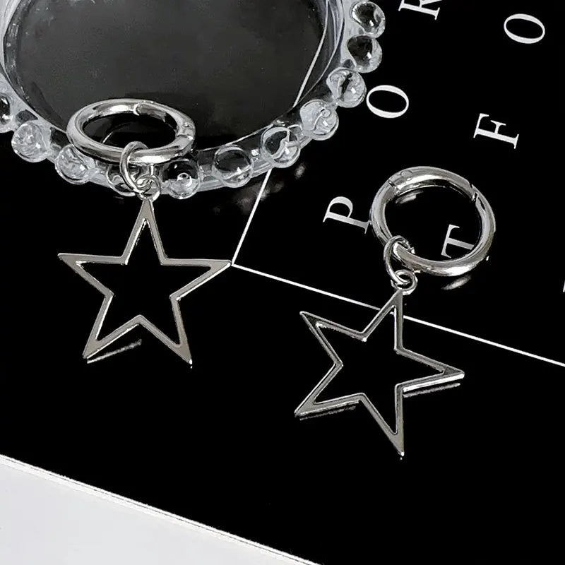 2PCS Hollow Big Stars Hearts Pendant Martin Boots Shoes Buckles Decoration Metal Snap Hook Shoes Accessories Y2K Party Jewelry