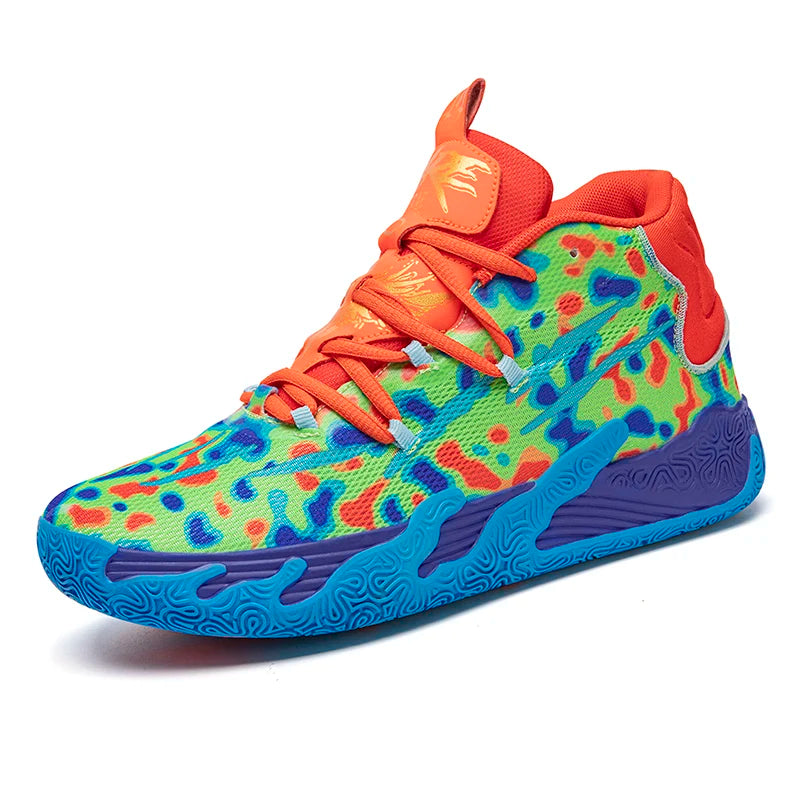 High-Top Basketball Sneakers – Breathable Cushioned Sports Shoes