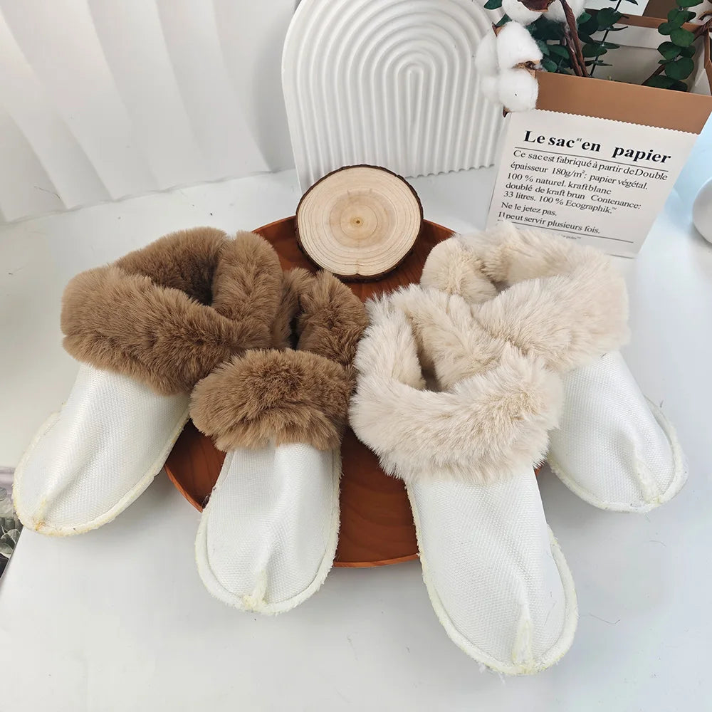 Pair Hole Shoes Plush Liner Winter Warm Inserts for Slippers Shoe Covers Soft Thickened Fur Lining Detachable Shoe Pads