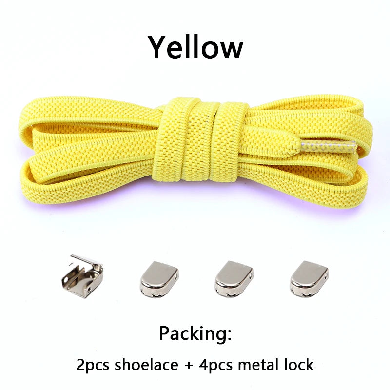 4Pcs No Tie Shoelaces Metal Buckles Elastic for Sneakers One Size Fits All Adult Quick Laces Lazy Sport Rubber Shoestrings